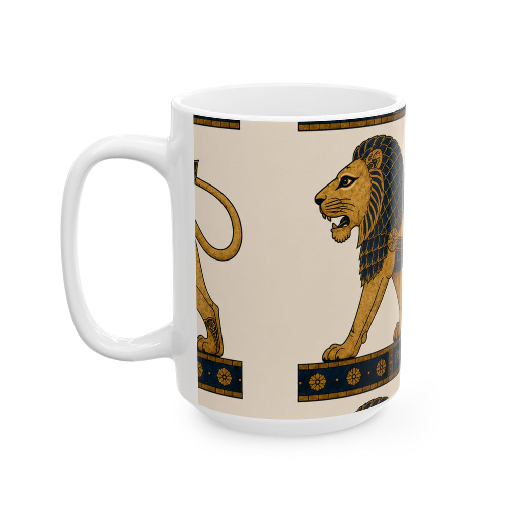 Iraqi Lamassu Lion Ceramic Mug – Ancient Mesopotamian Art 11oz/15oz