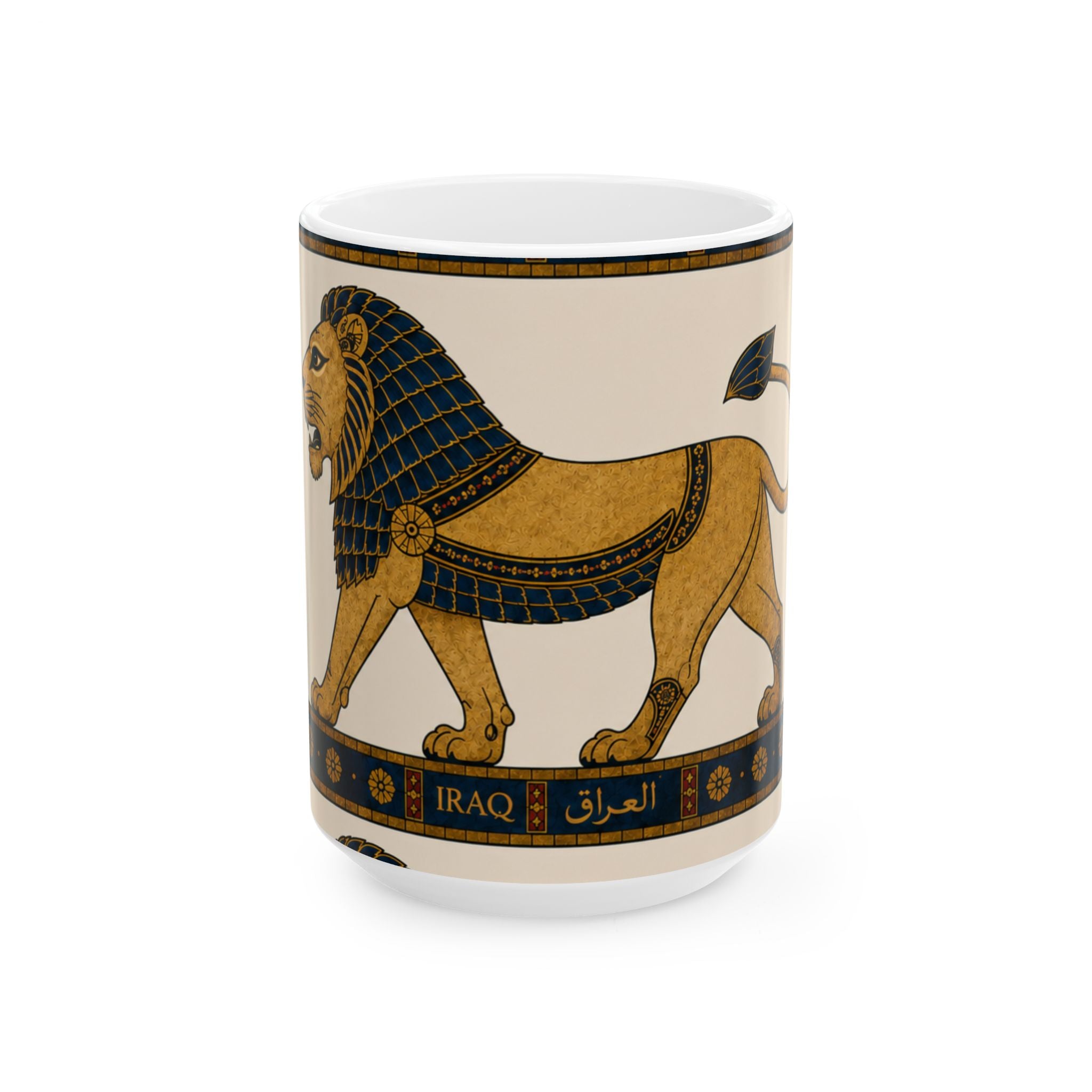 Iraqi Lamassu Lion Ceramic Mug – Ancient Mesopotamian Art 11oz/15oz