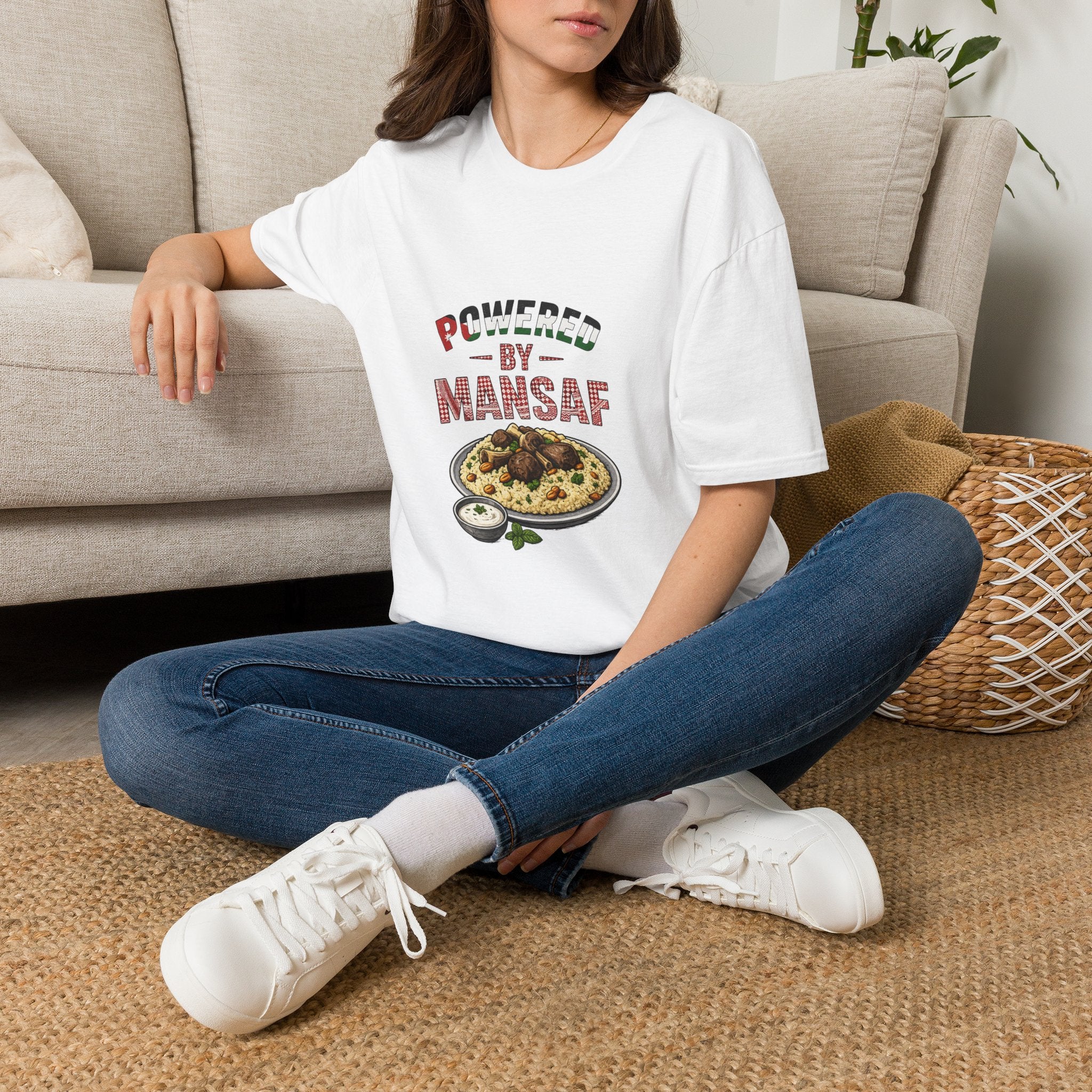 Powered by Mansaf T‑Shirt — Jordan Food Lover Tee