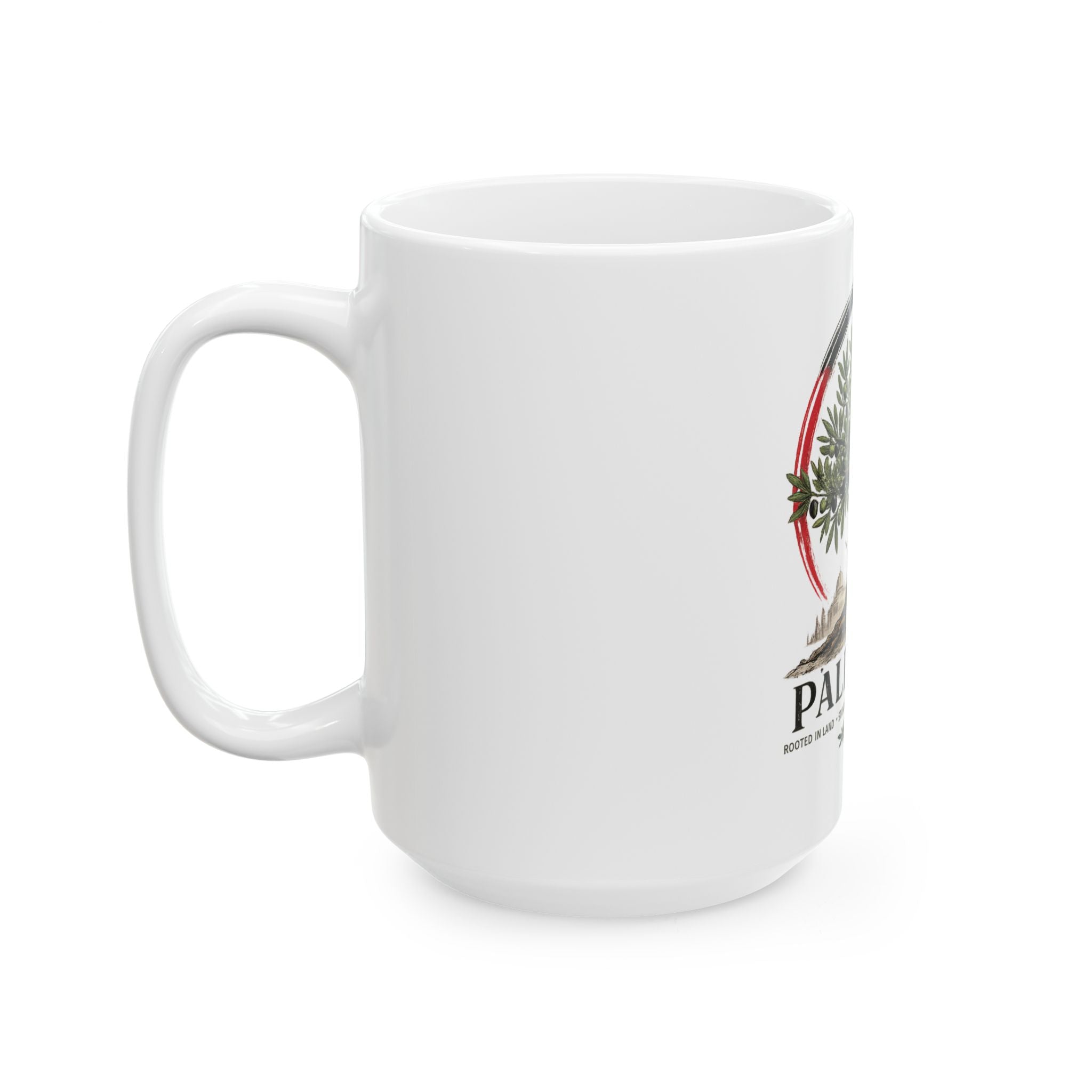 Palestine Olive Tree Ceramic Mug — Vintage Flag Accent, 11oz & 15oz