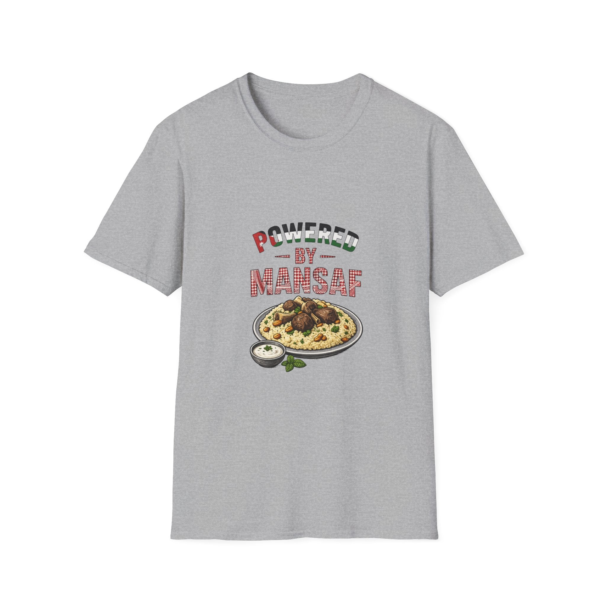 Powered by Mansaf T‑Shirt — Jordan Food Lover Tee