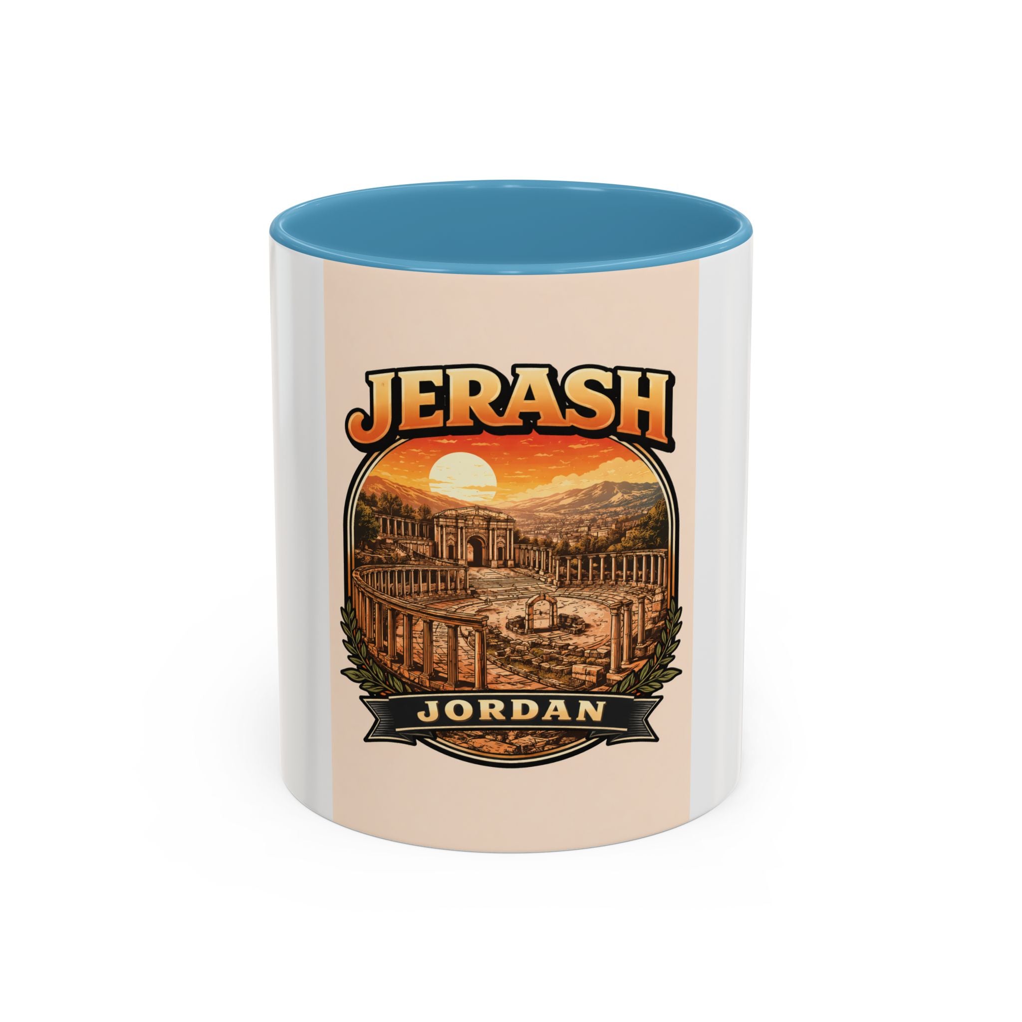 Jerash Jordan Accent Coffee Mug – Vintage Sunset Travel Souvenir (11/15oz)
