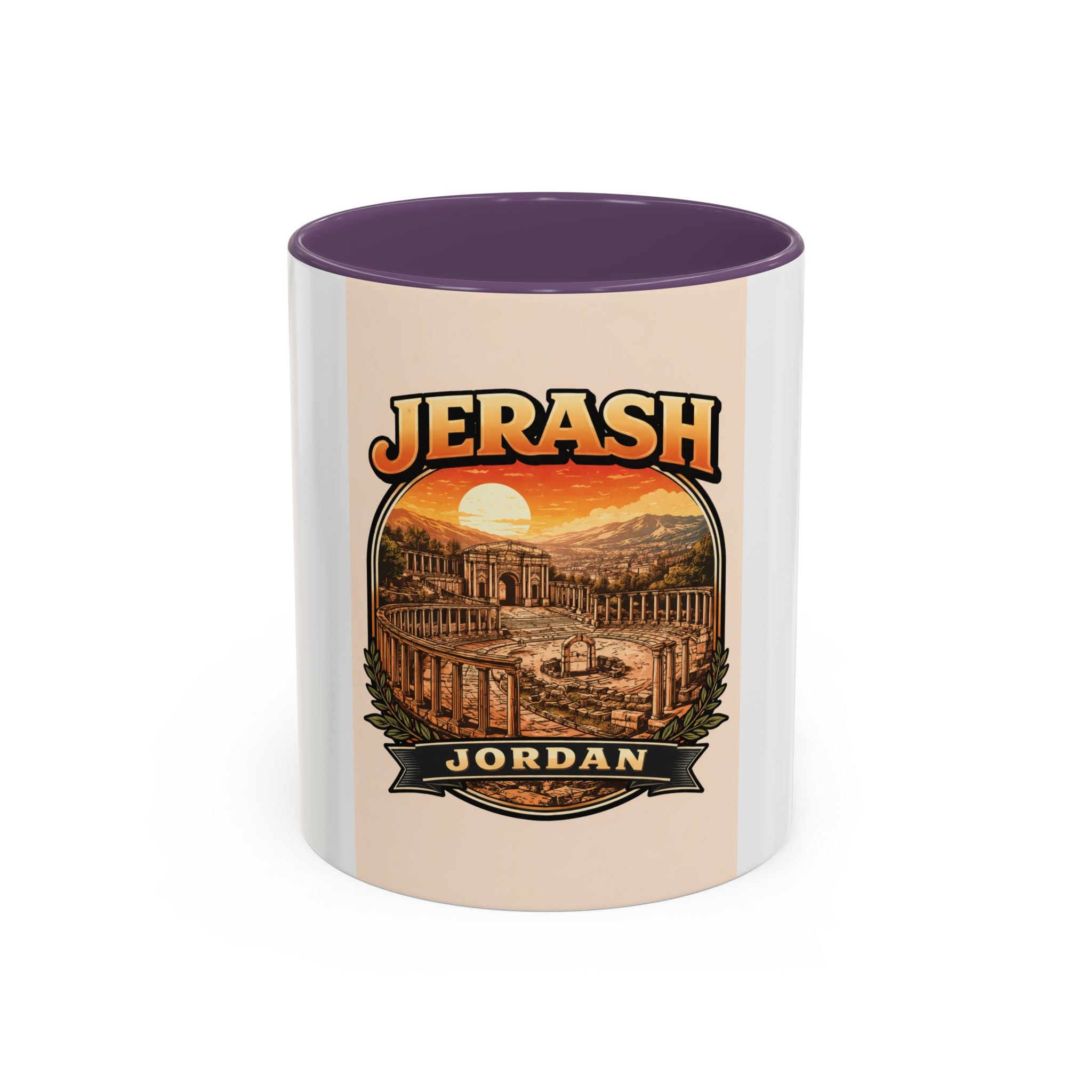 Jerash Jordan Accent Coffee Mug – Vintage Sunset Travel Souvenir (11/15oz)