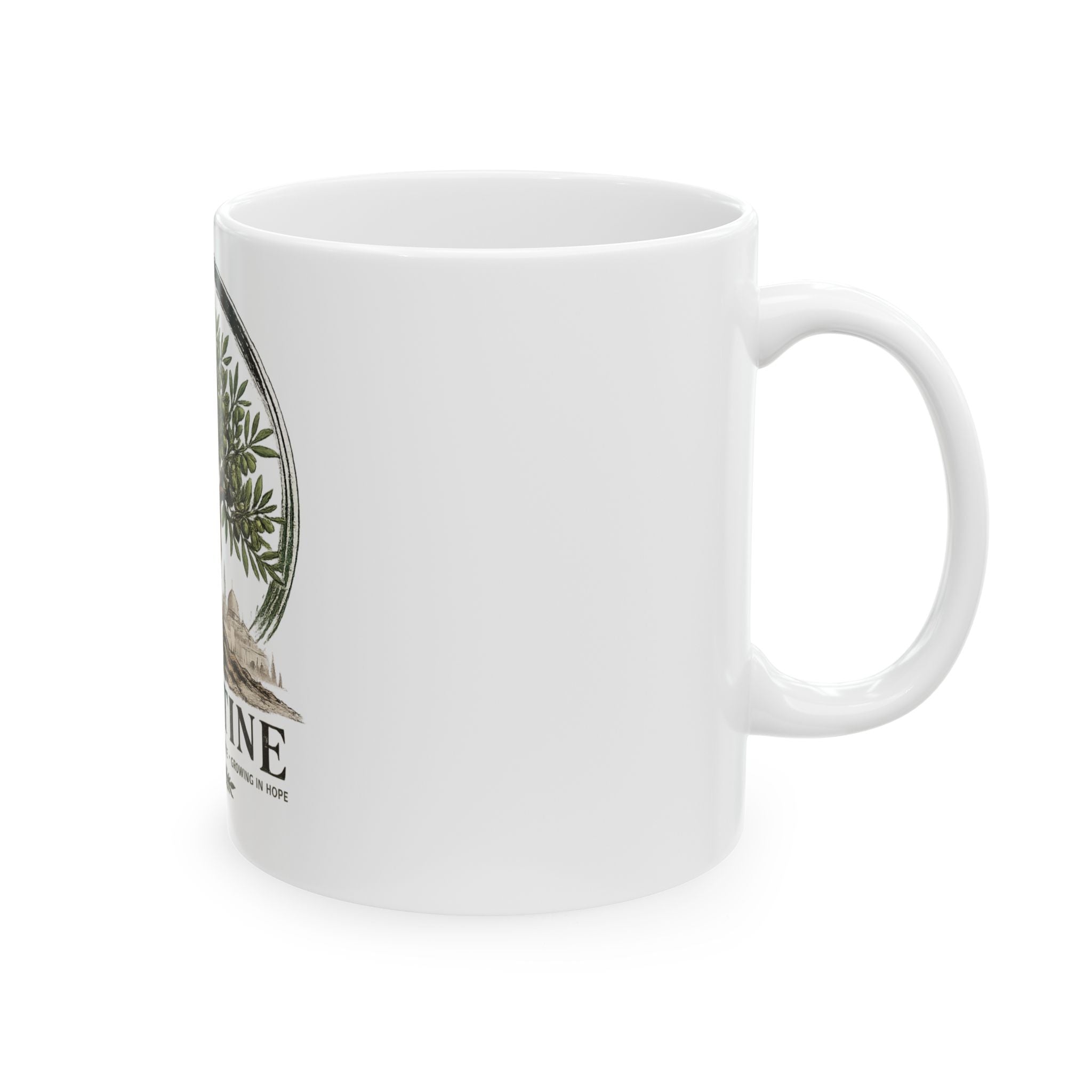 Palestine Olive Tree Ceramic Mug — Vintage Flag Accent, 11oz & 15oz
