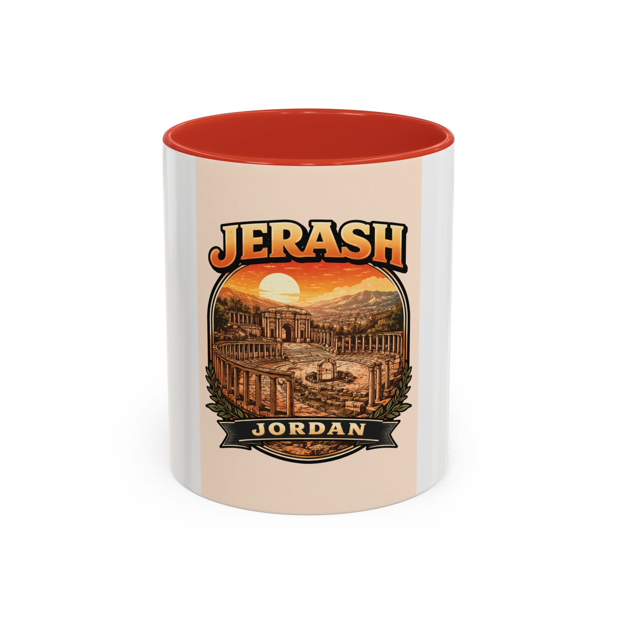 Jerash Jordan Accent Coffee Mug – Vintage Sunset Travel Souvenir (11/15oz)