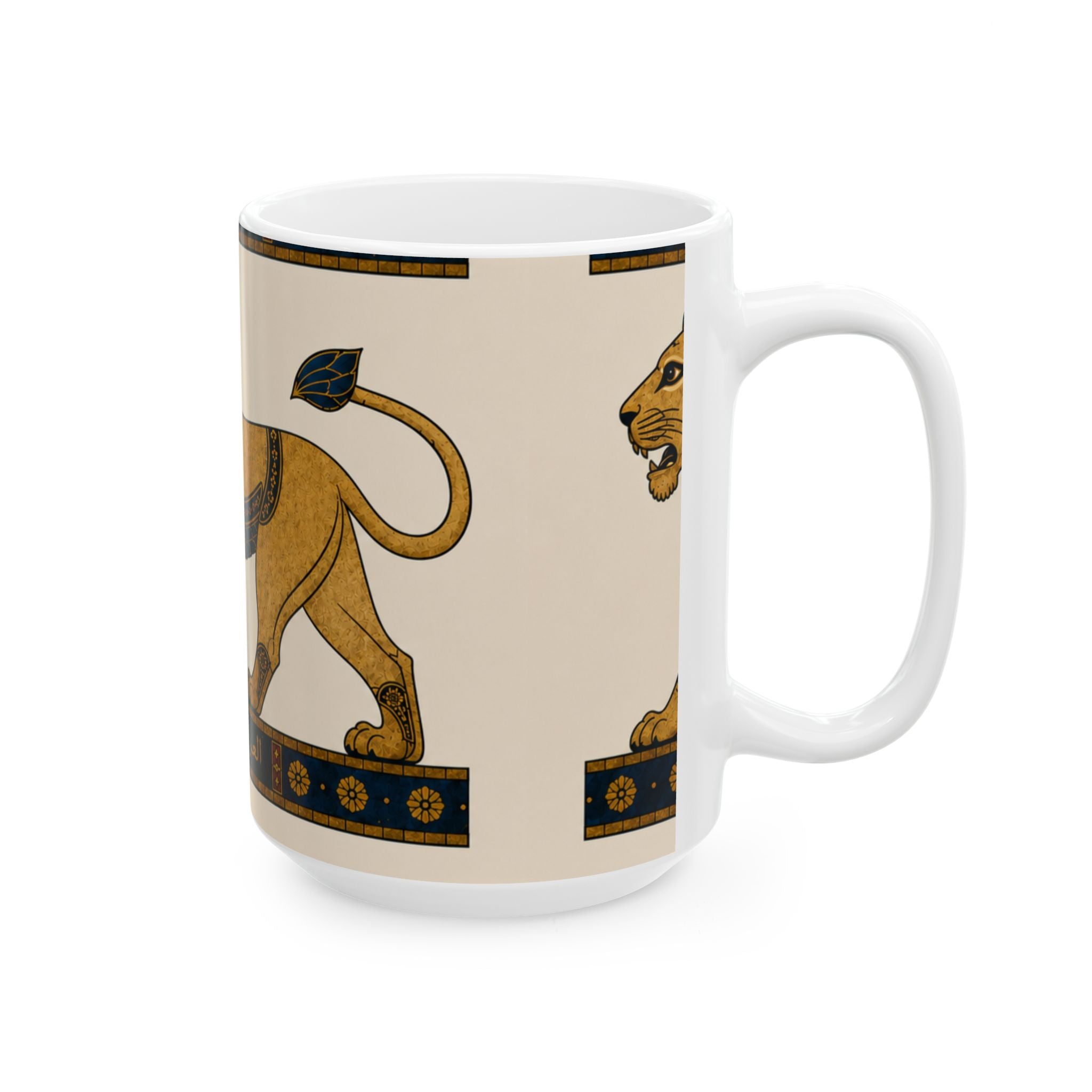 Iraqi Lamassu Lion Ceramic Mug – Ancient Mesopotamian Art 11oz/15oz