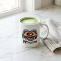 I Love Palestine Mug – 11oz Coffee Cup with Heart Hands & Palestinian Flag Design