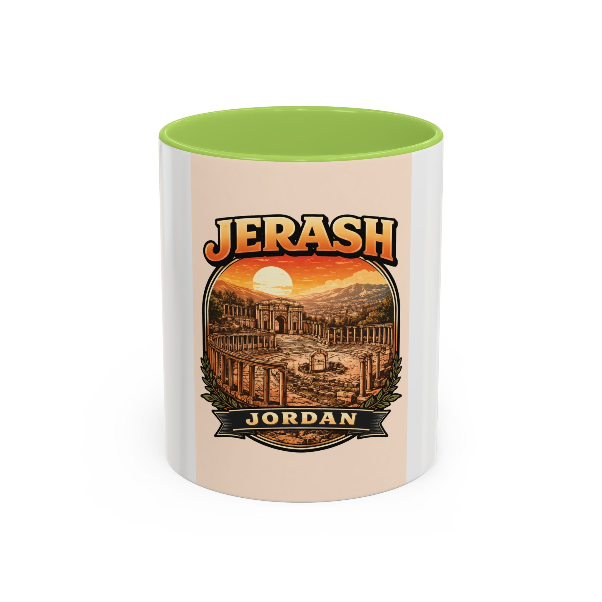 Jerash Jordan Accent Coffee Mug – Vintage Sunset Travel Souvenir (11/15oz)