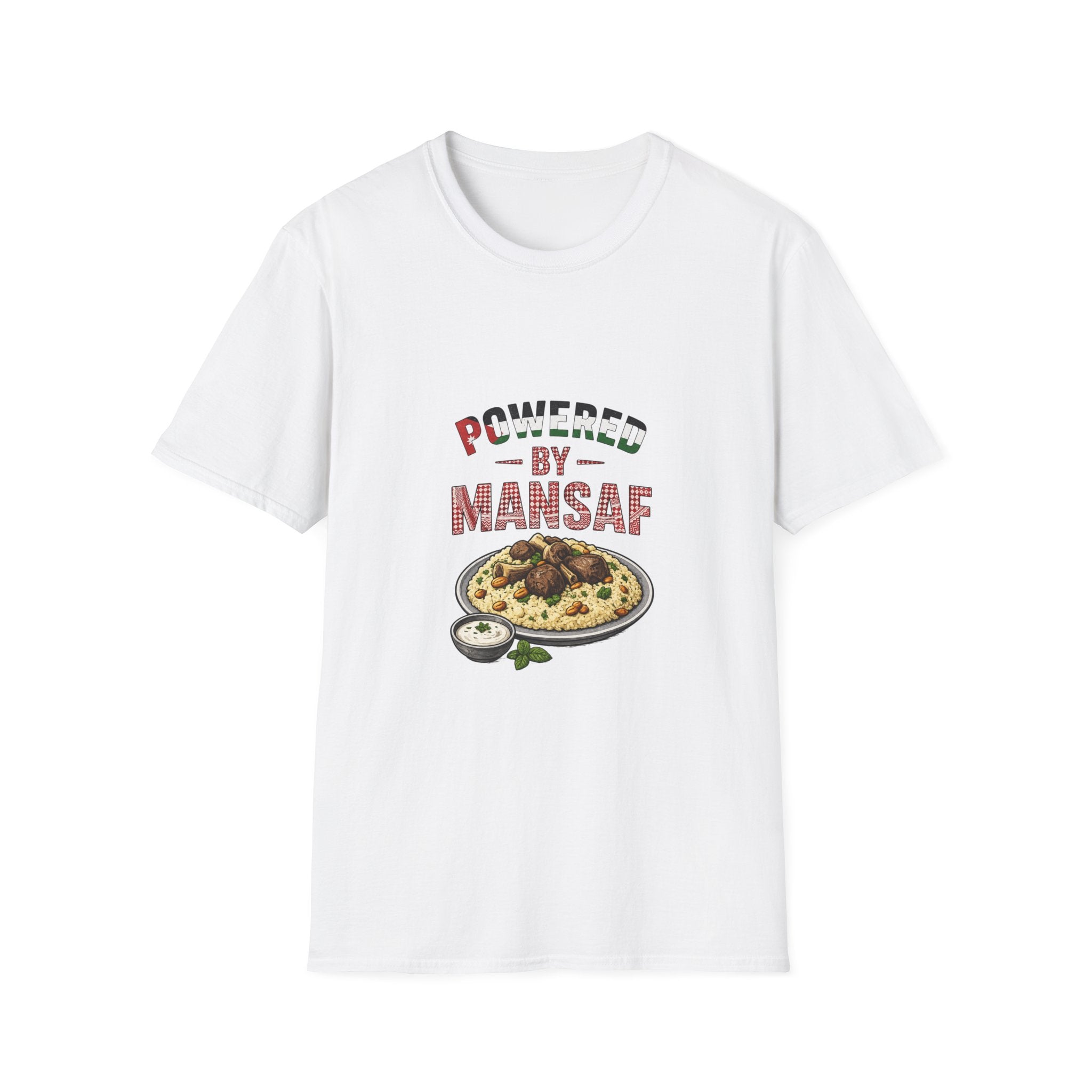 Powered by Mansaf T‑Shirt — Jordan Food Lover Tee