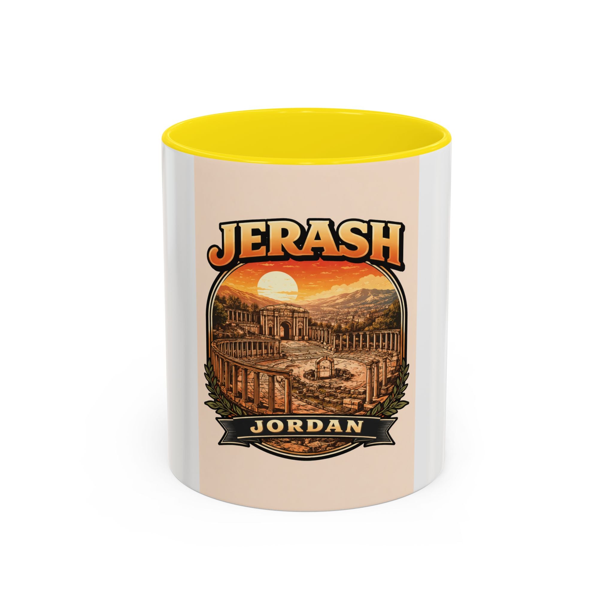 Jerash Jordan Accent Coffee Mug – Vintage Sunset Travel Souvenir (11/15oz)