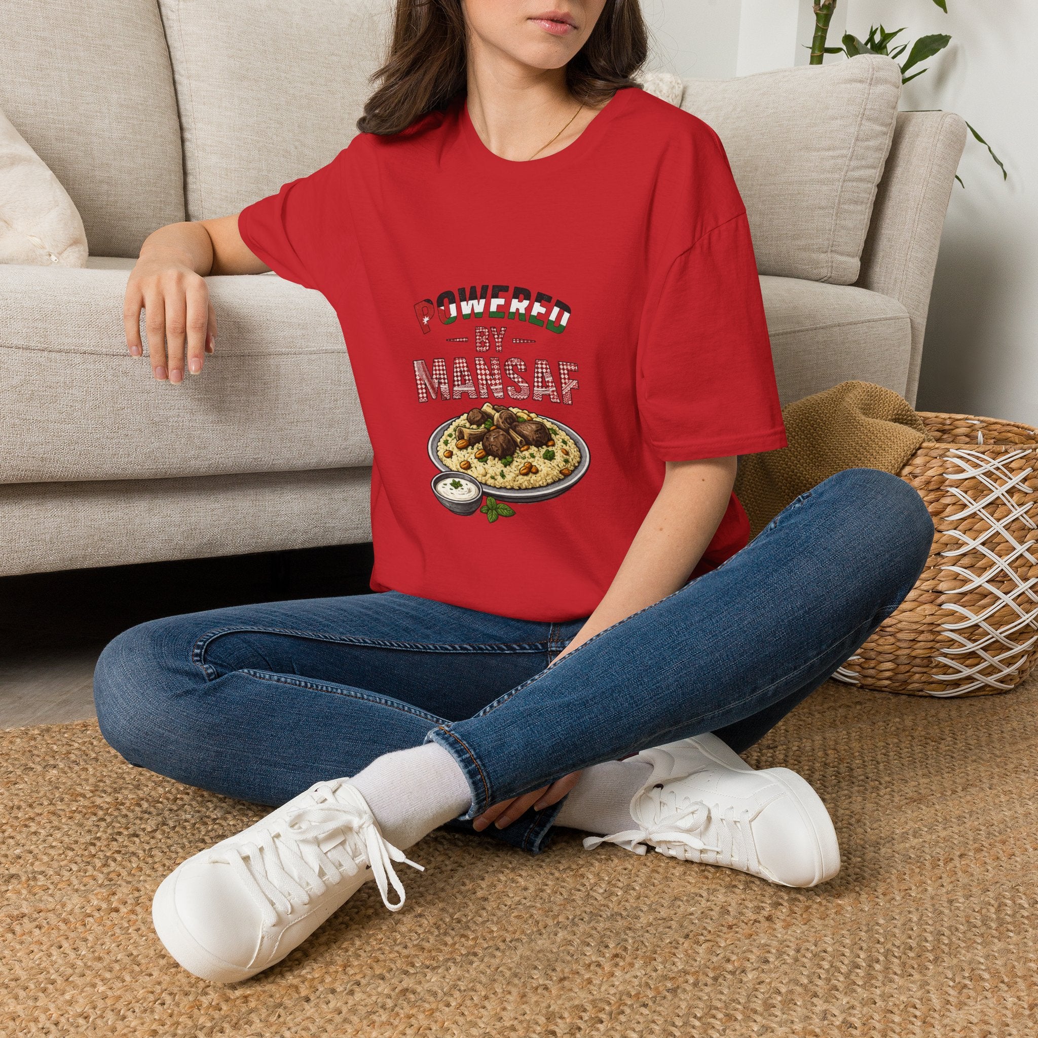 Powered by Mansaf T‑Shirt — Jordan Food Lover Tee