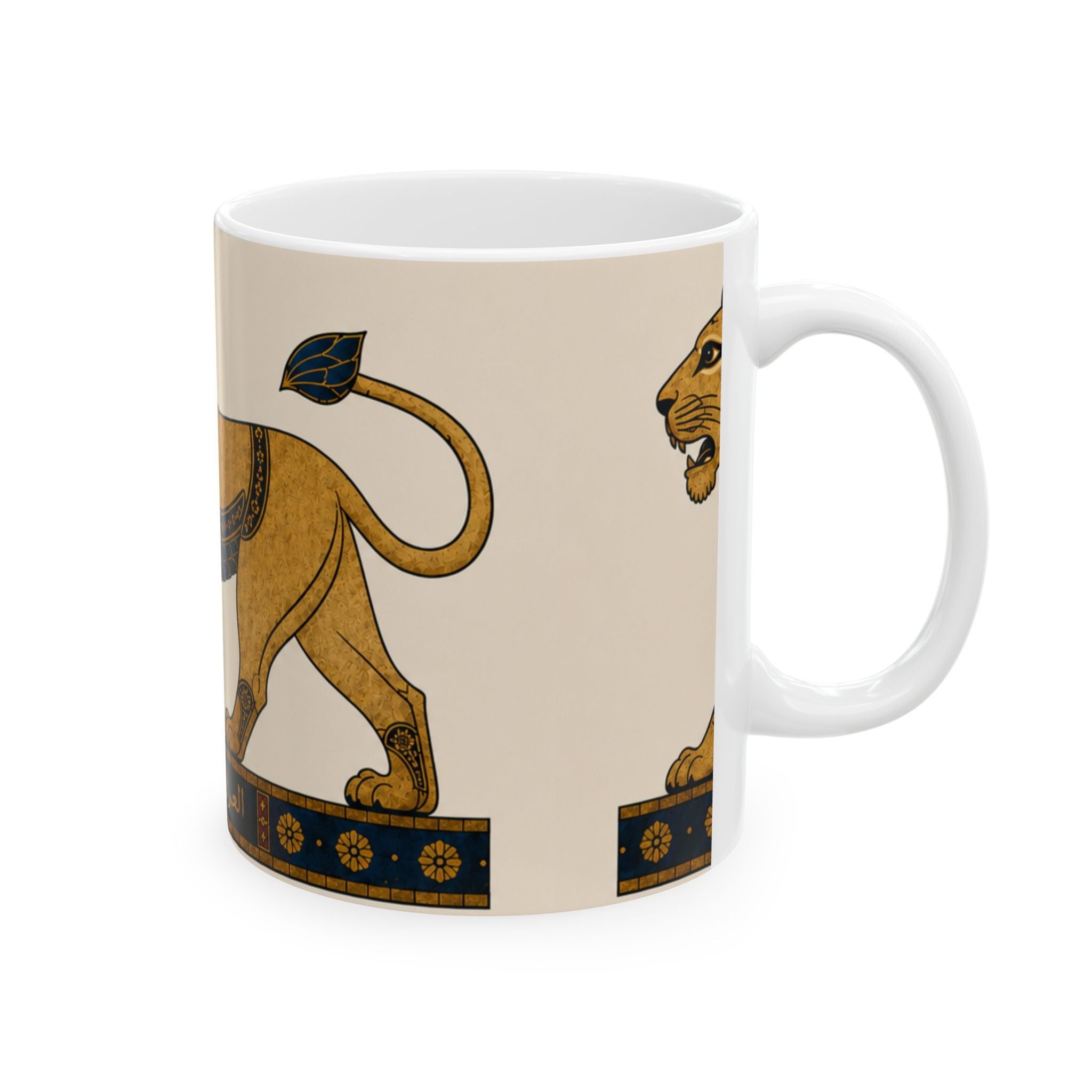 Iraqi Lamassu Lion Ceramic Mug – Ancient Mesopotamian Art 11oz/15oz