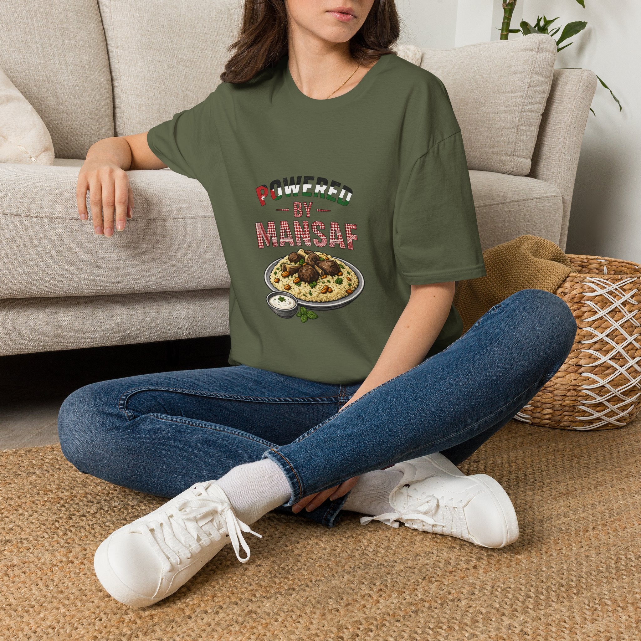 Powered by Mansaf T‑Shirt — Jordan Food Lover Tee