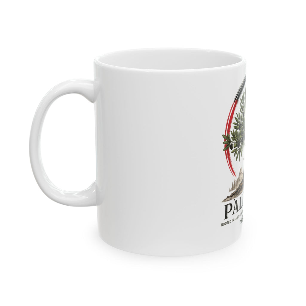 Palestine Olive Tree Ceramic Mug — Vintage Flag Accent, 11oz & 15oz